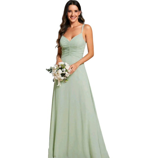 SHE zsályazöld pántos maxi ruha