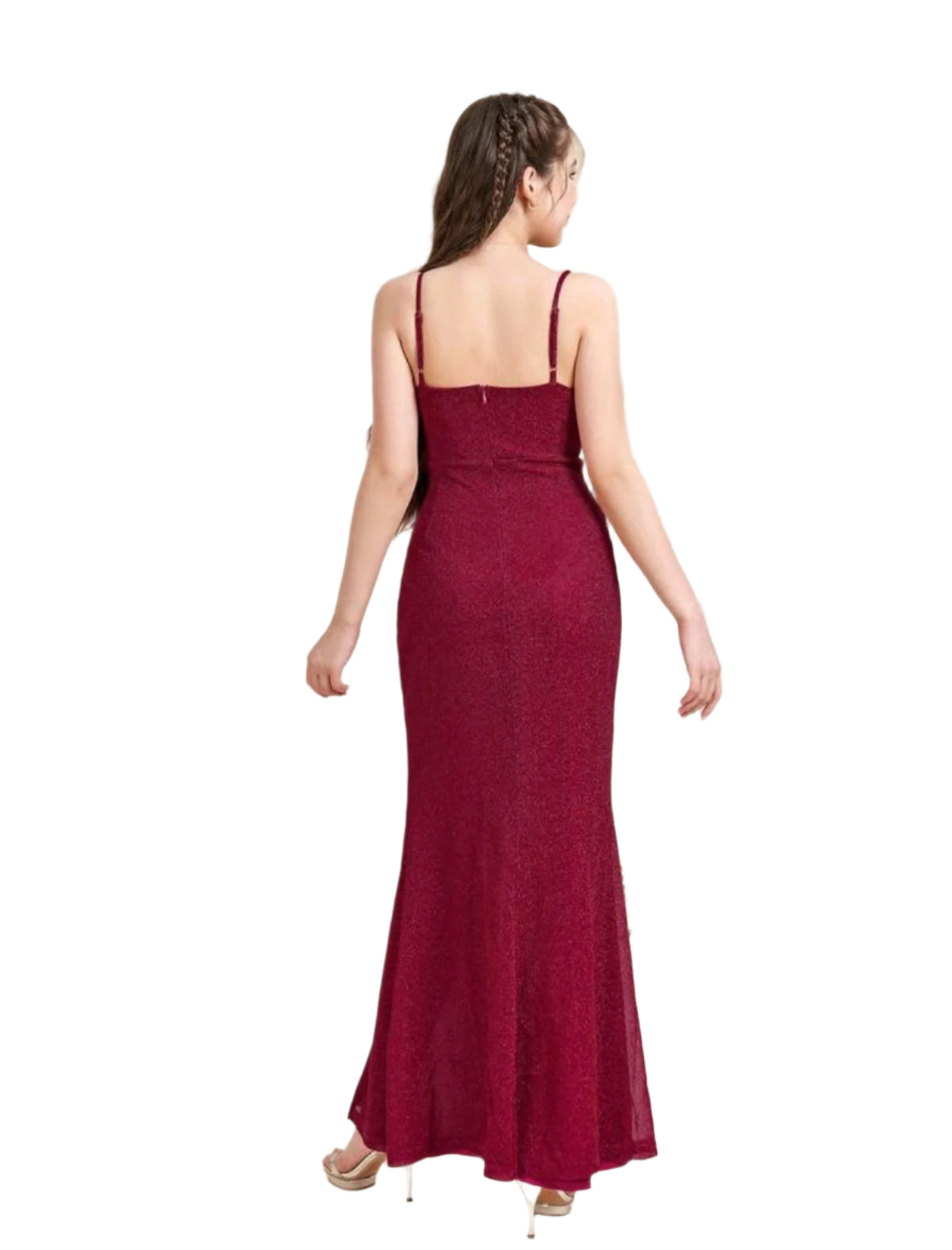 SHE bordó csillogó alkalmi maxiruha