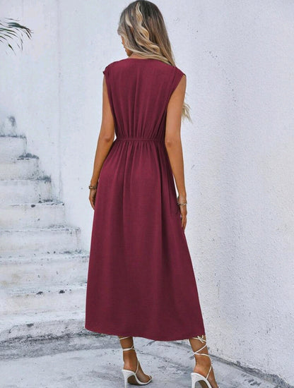 SHE bordó megkötős elegáns ruha