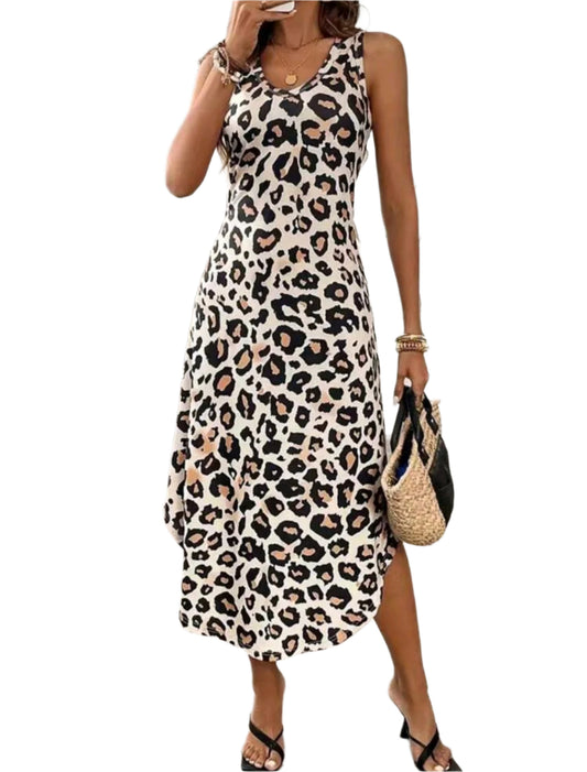 SHE bézs leopárdmintás nyári ruha