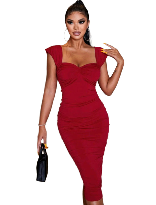 SHE bordó alakformáló elegáns ruha