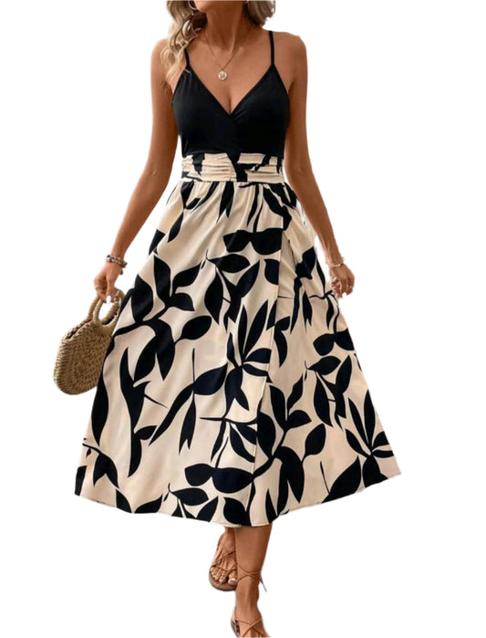 SHE fekete-fehér mintás midiruha