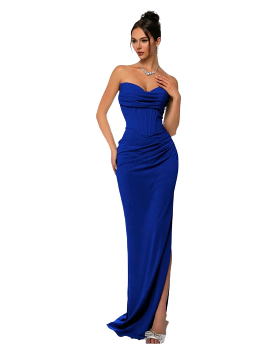 SHE királykék pánt nélküli estélyi ruha