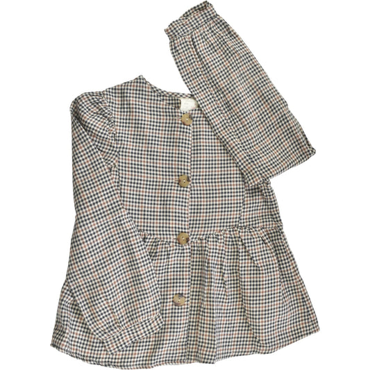 ZARA barna kockás peplum blúz