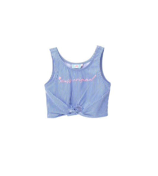 MISS ORIGINAL kék-fehér csíkos megkötős crop top