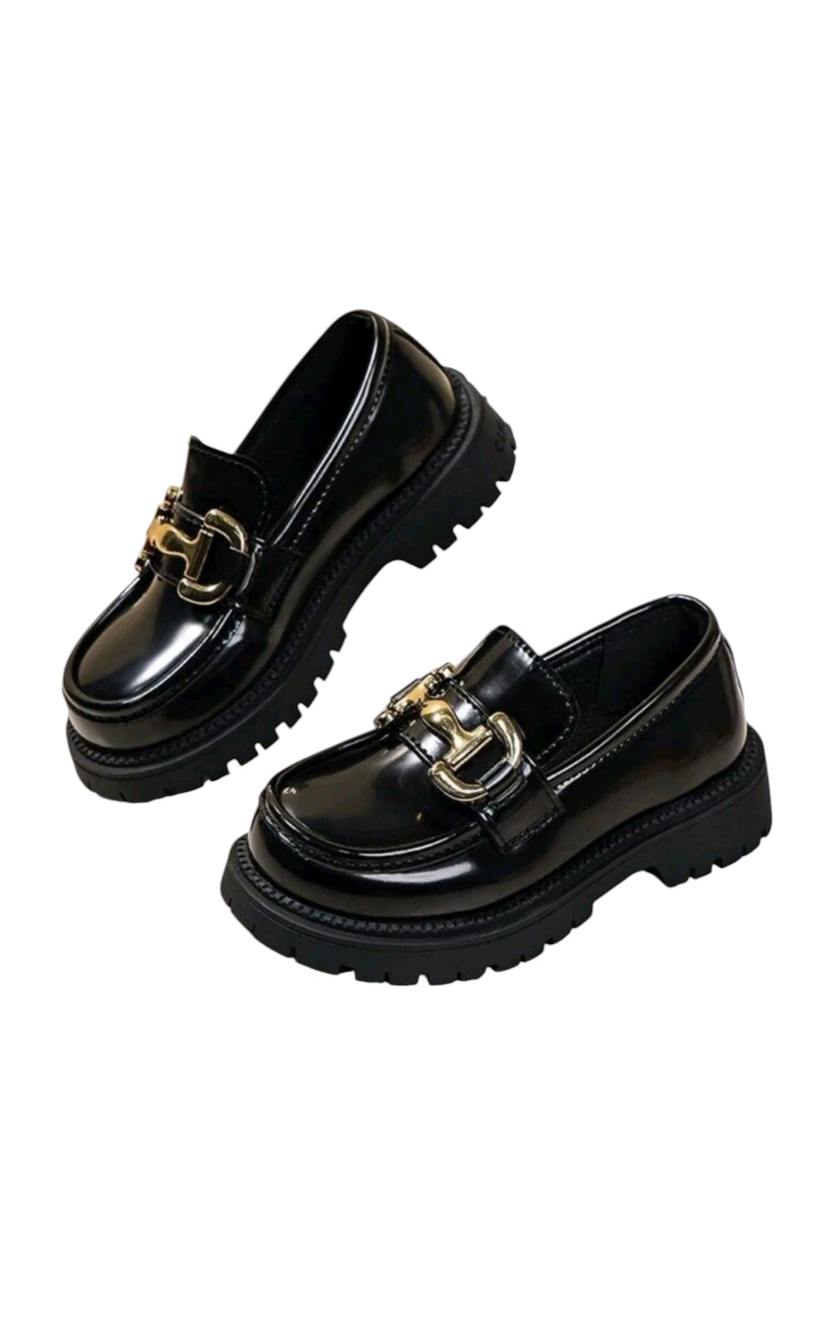 SHE fekete arany csatos loafer