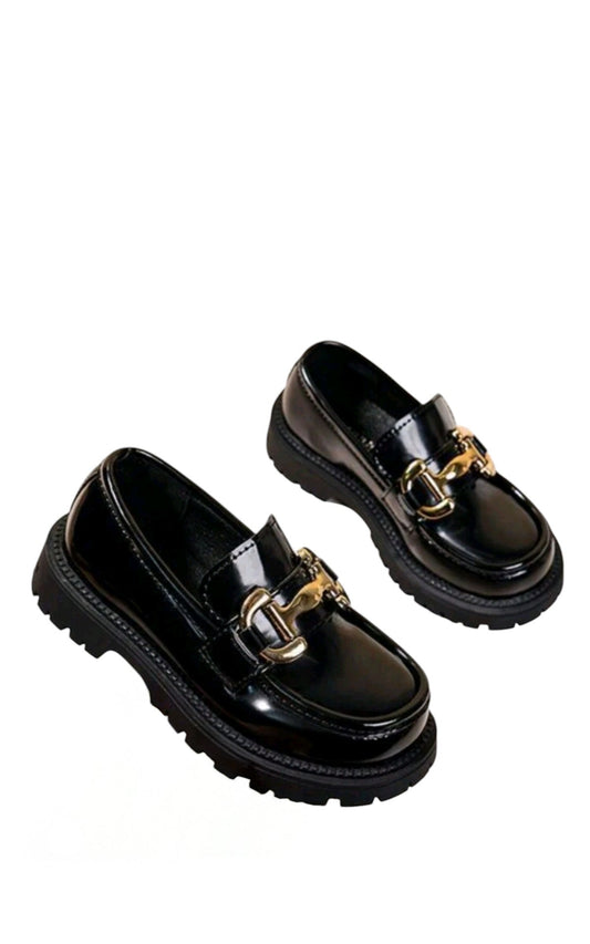 SHE fekete arany csatos loafer
