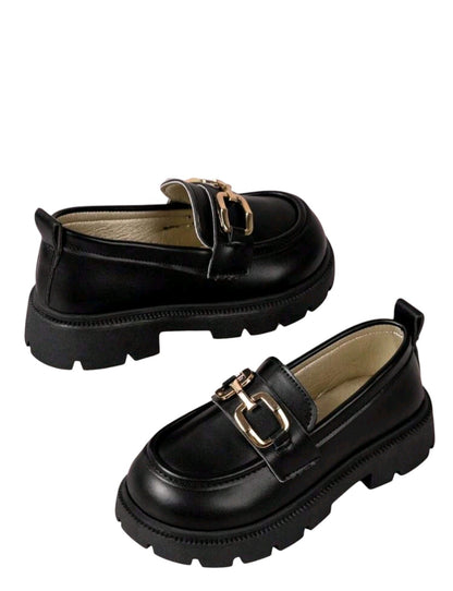 SHE fekete arany csatos platform loafer