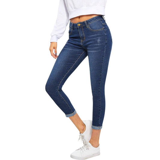 SHE kék slim fit farmer nadrág