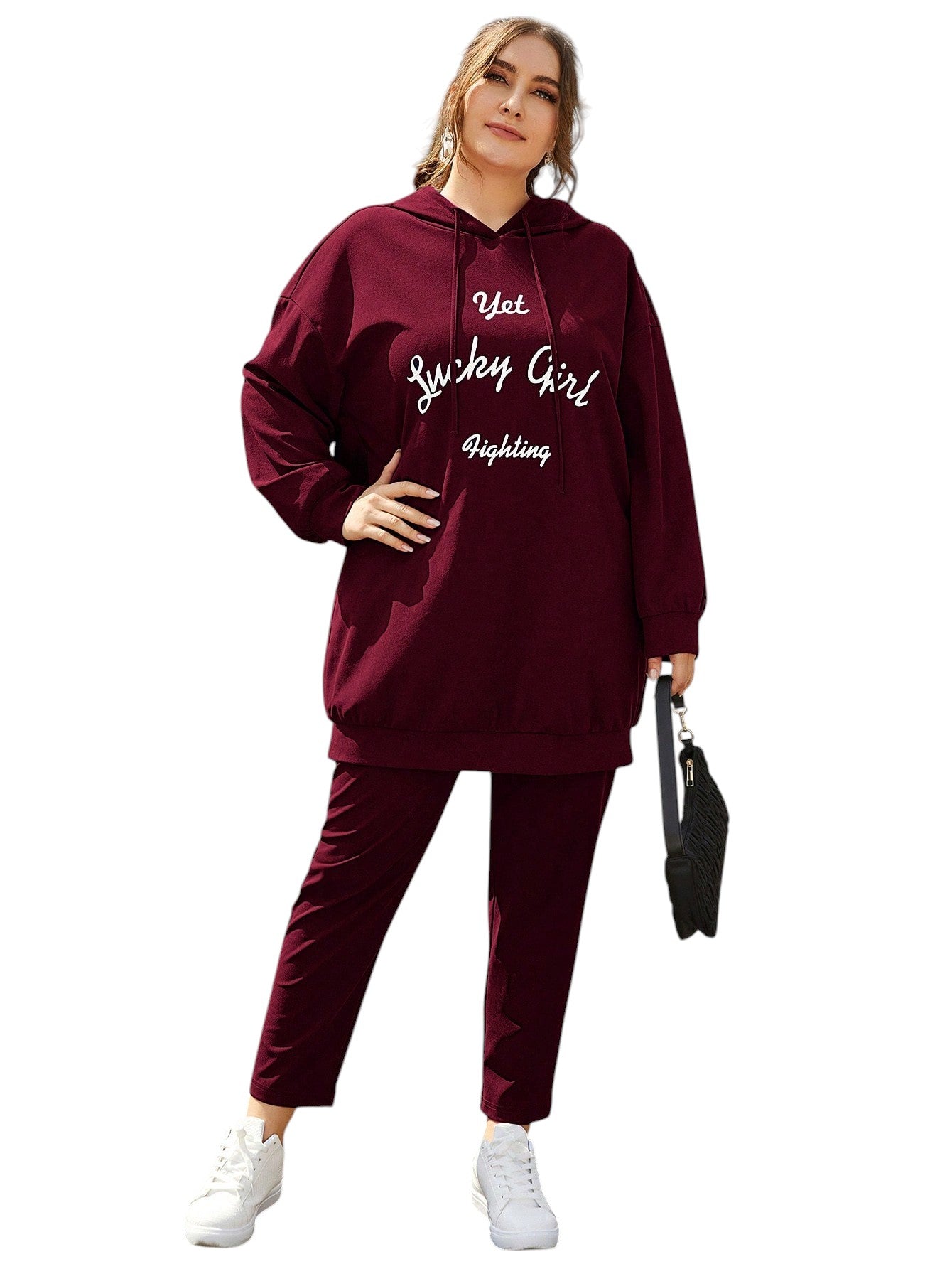 SHE bordó kapucnis szabadidő szett