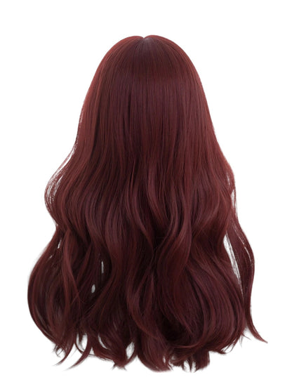 SHE burgundi hosszú hullámos paróka