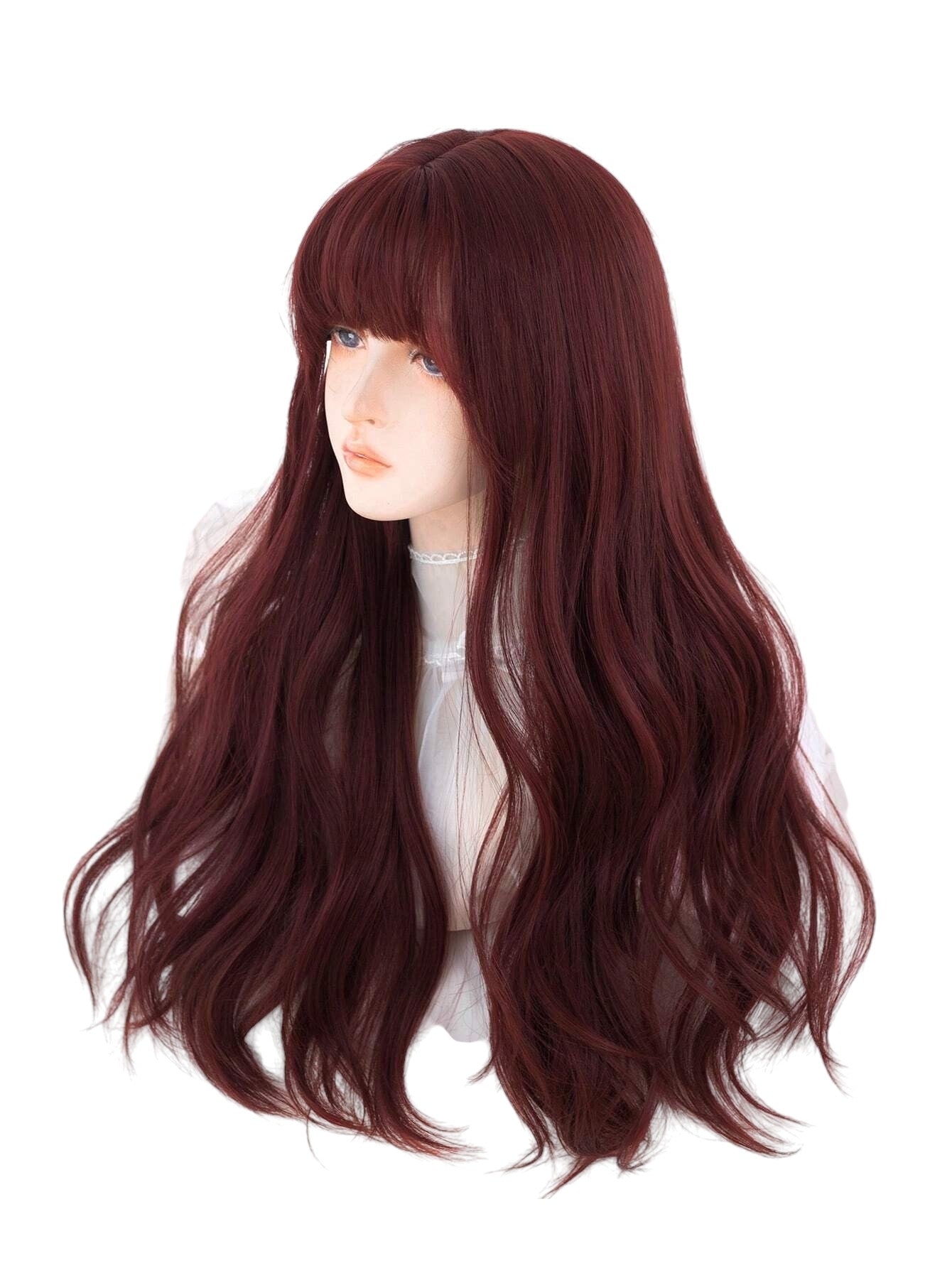 SHE burgundi hosszú hullámos paróka