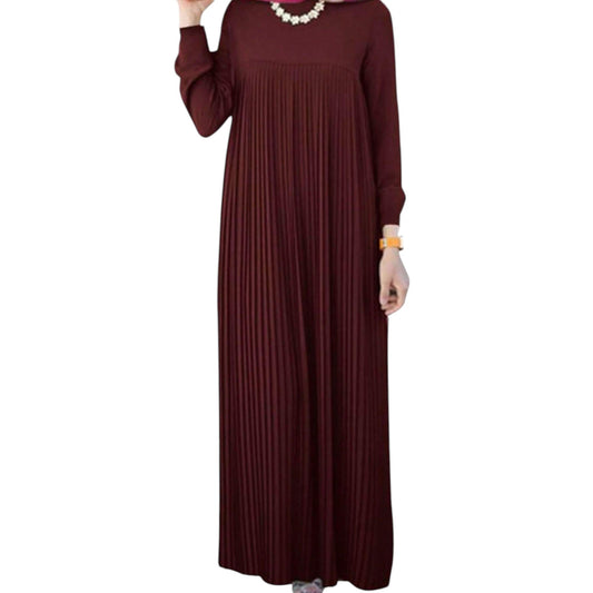 SHE bordó pliszírozott abaya ruha