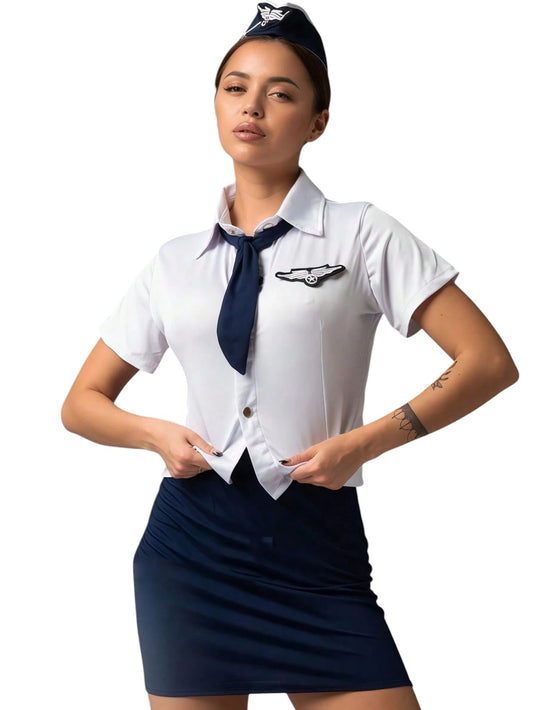 SHE kék stewardess jelmez