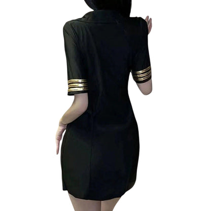 SHE fekete egyenruha mini ruha