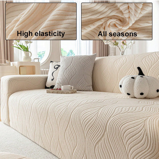 SHE bézs texturált kanapéhuzat