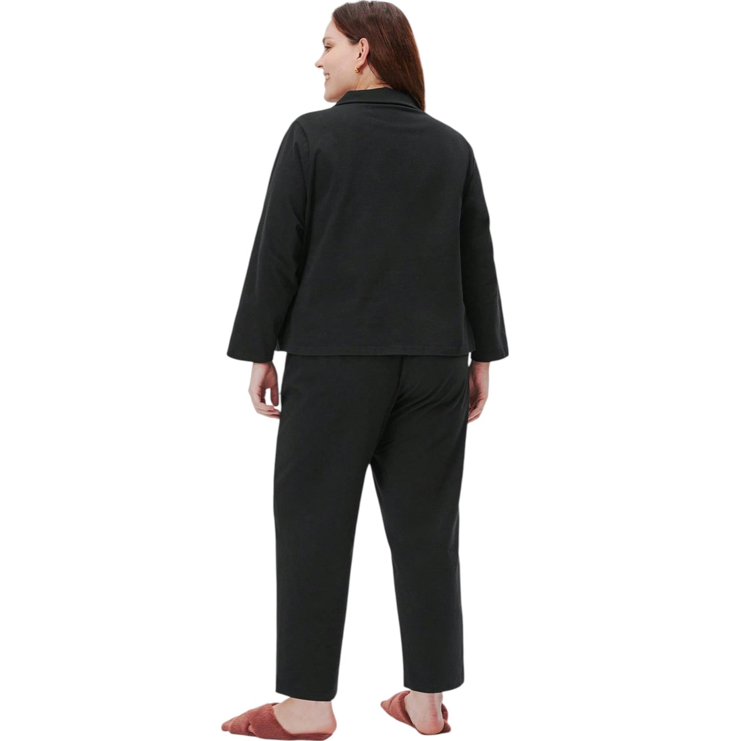 SHE fekete gombos pizsama szett