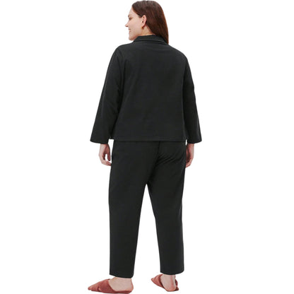 SHE fekete gombos pizsama szett