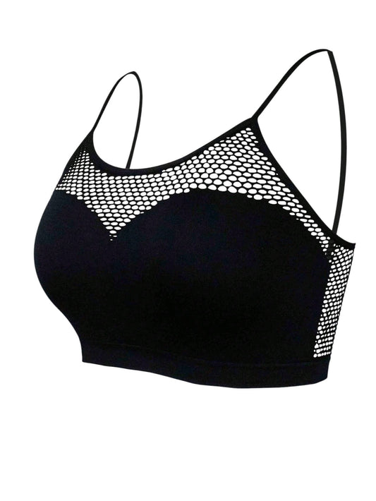 SHE fekete és fehér hálós sportmelltartó