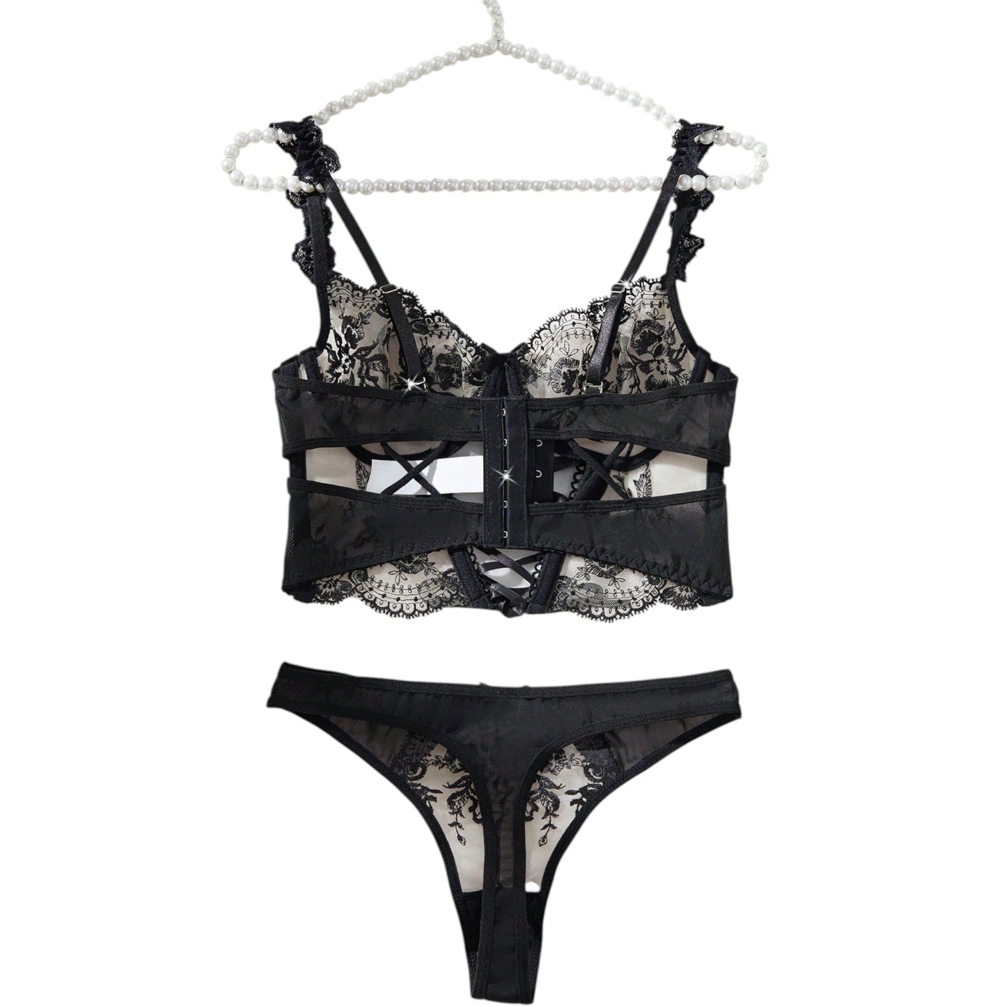 SHE fekete csipkés melltartó szett