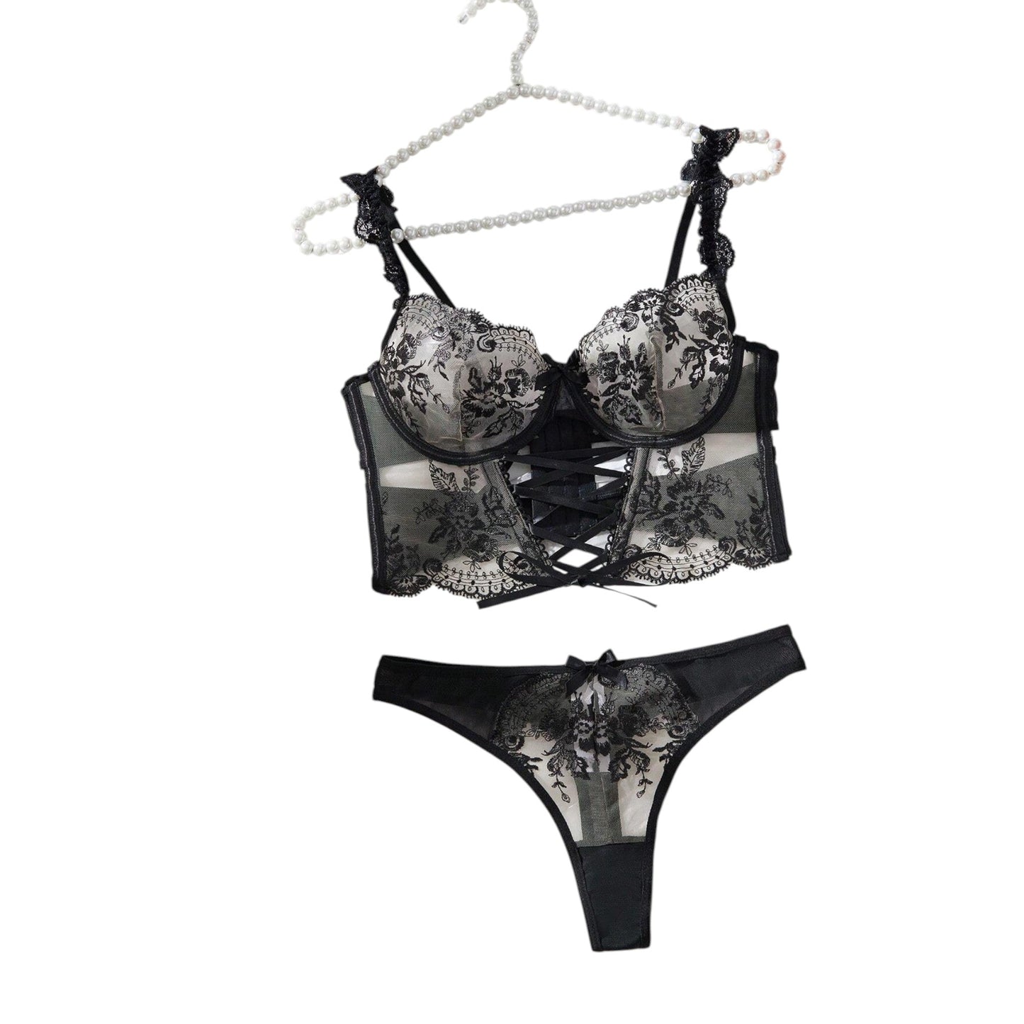 SHE fekete csipkés melltartó szett
