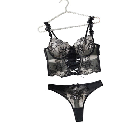SHE fekete csipkés melltartó szett