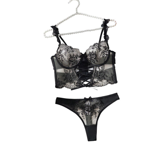 SHE fekete csipkés melltartó szett