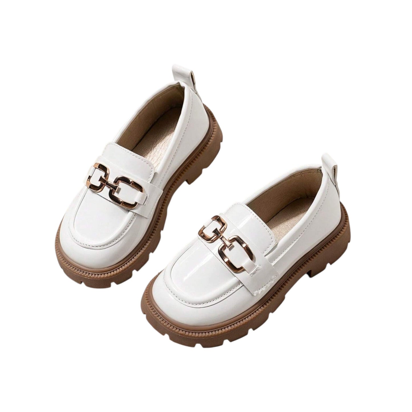 SHE ekrü lakkozott vastag talpú loafer