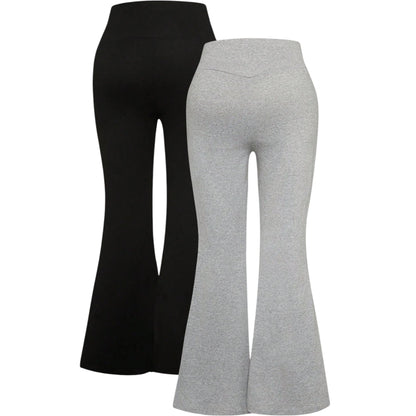SHE fekete v-derékú bővülő leggings szett