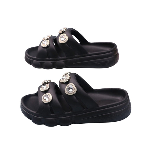 SHE fekete platform papucs