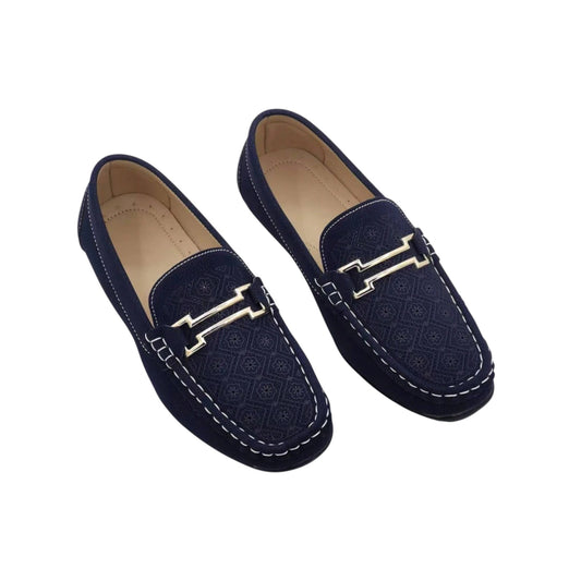 SHE sötétkék mintás loafer