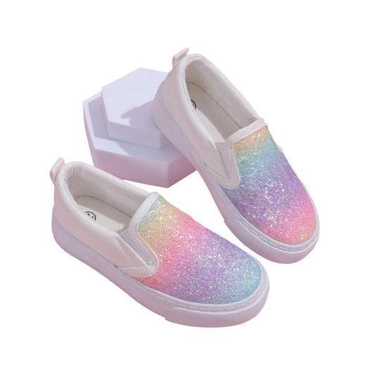 SHE szivárvány glitteres slip-on cipő