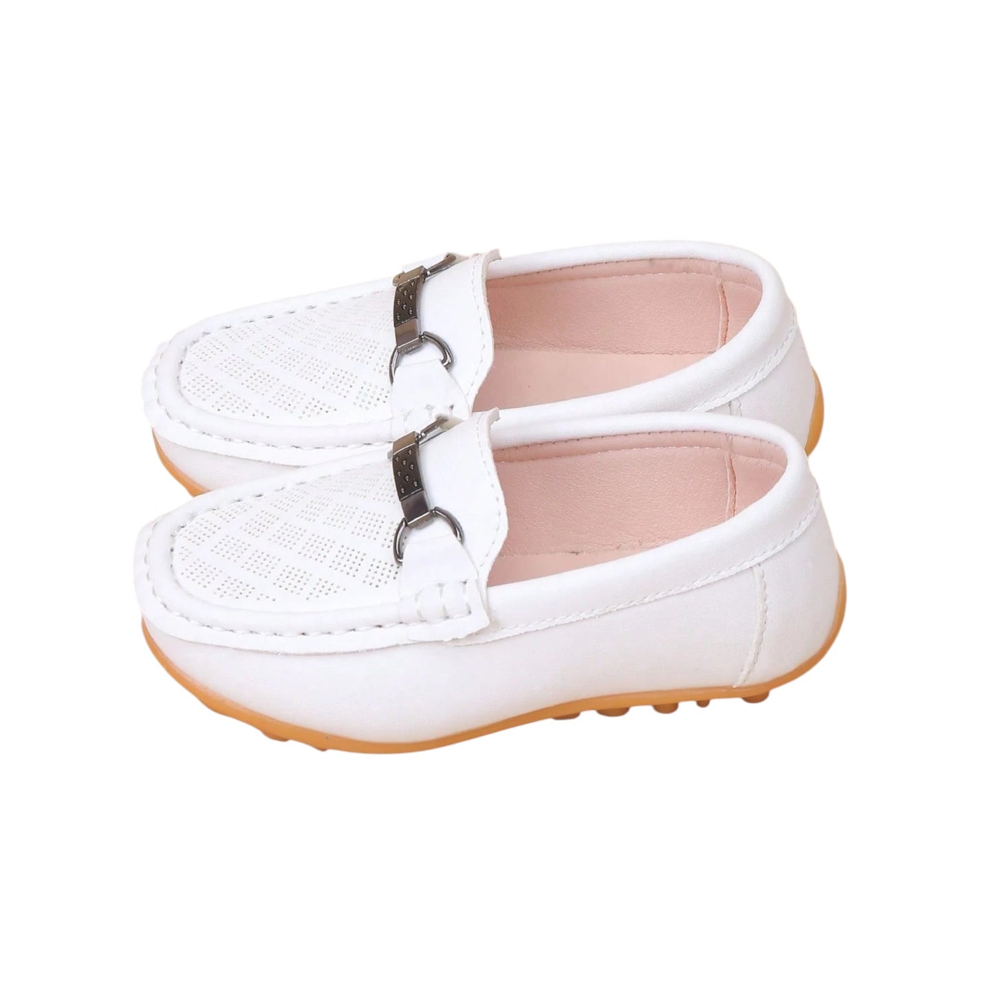 SHE fehér műbőr fémcsatos loafer