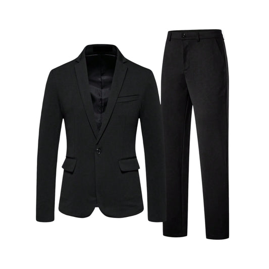 SHE fekete slim fit öltöny szett