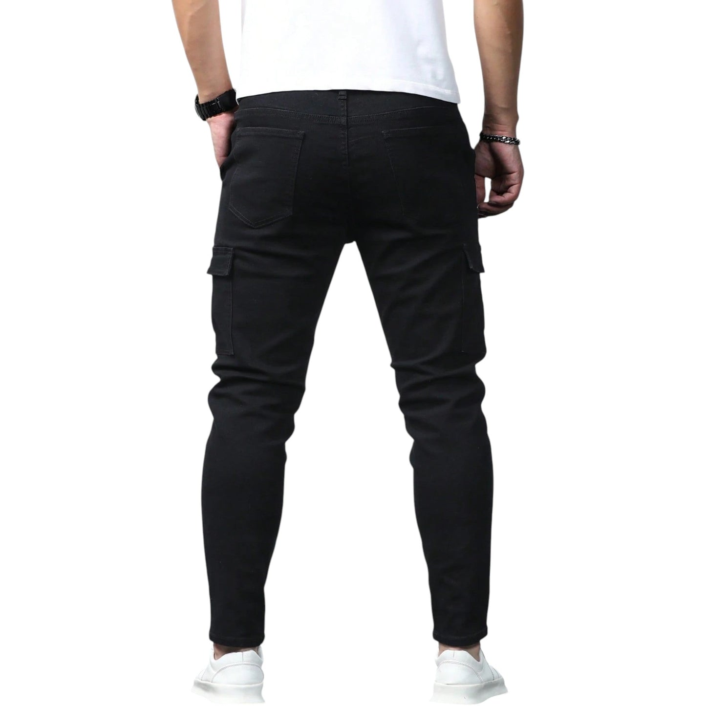 SHE fekete slim fit cargo nadrág