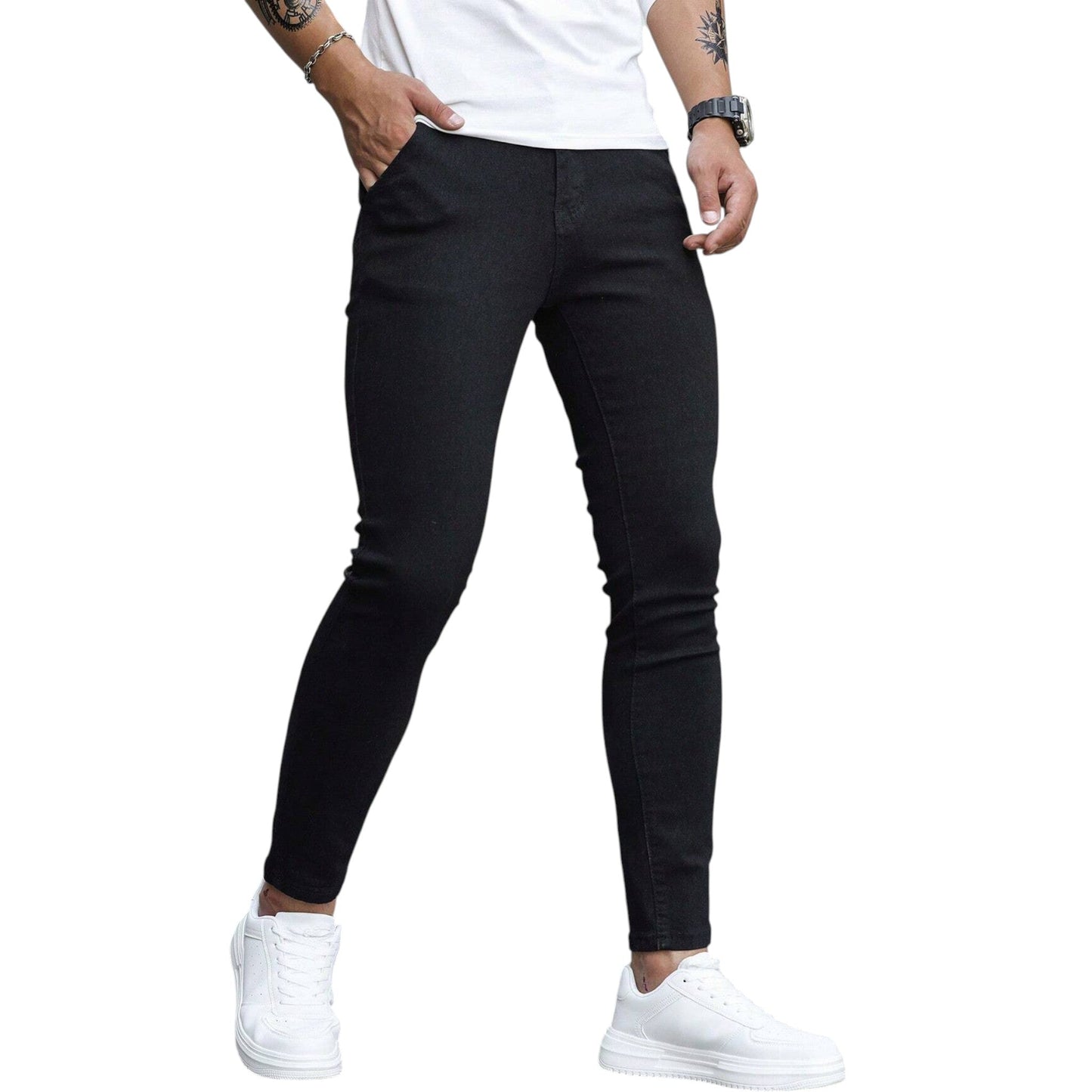 SHE fekete slim fit farmer nadrág