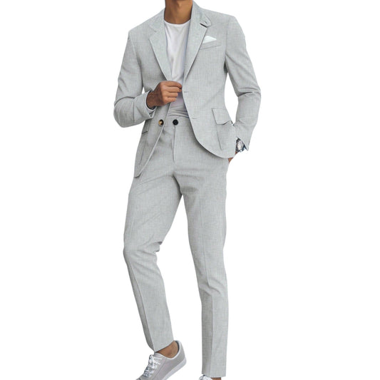 SHE világosszürke slim fit öltöny szett