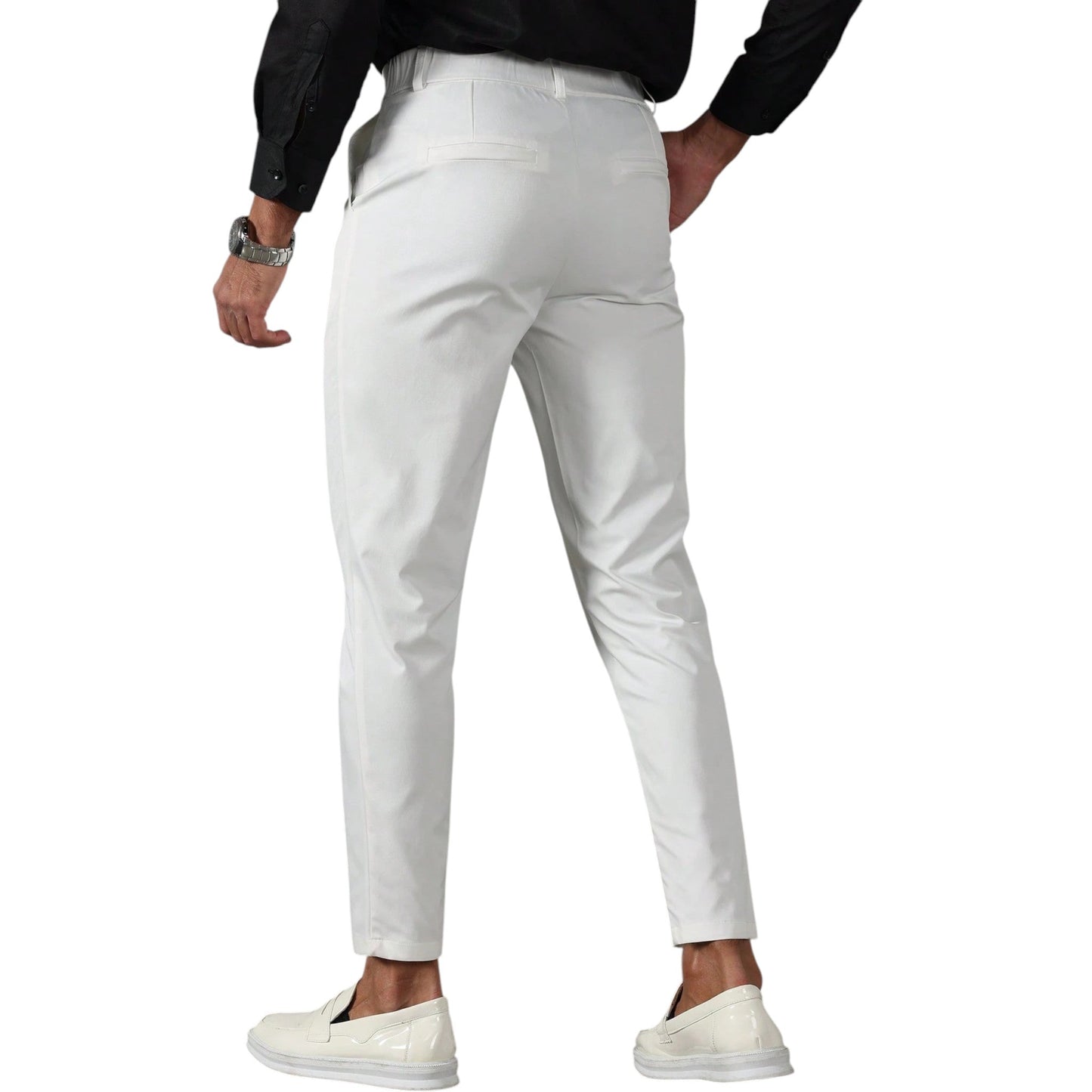 SHE fehér slim fit húzózsinóros öltöny nadrág