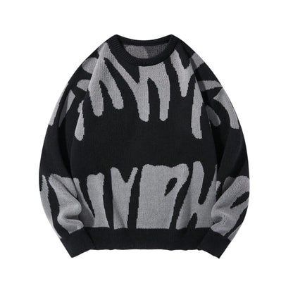 SHE fekete mintás pulóver