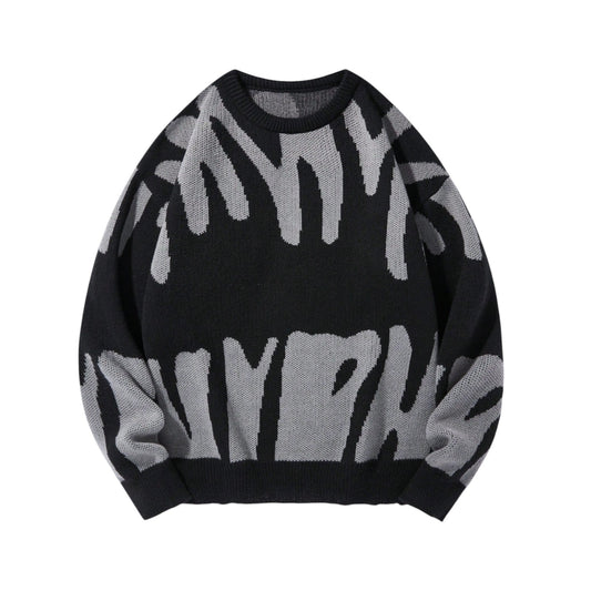 SHE fekete mintás pulóver