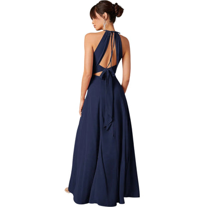 SHE sötétkék halter nyakú maxi ruha