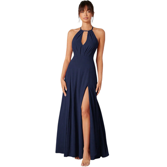 SHE sötétkék halter nyakú maxi ruha