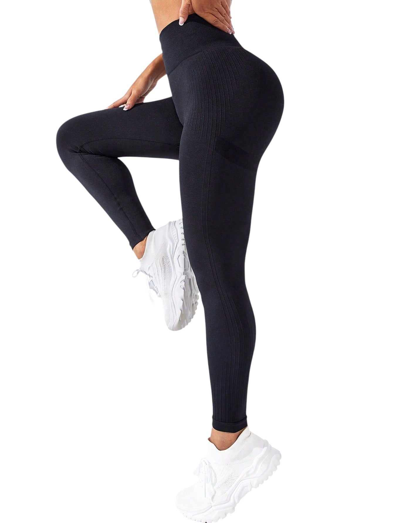 SHE fekete bordázott leggings