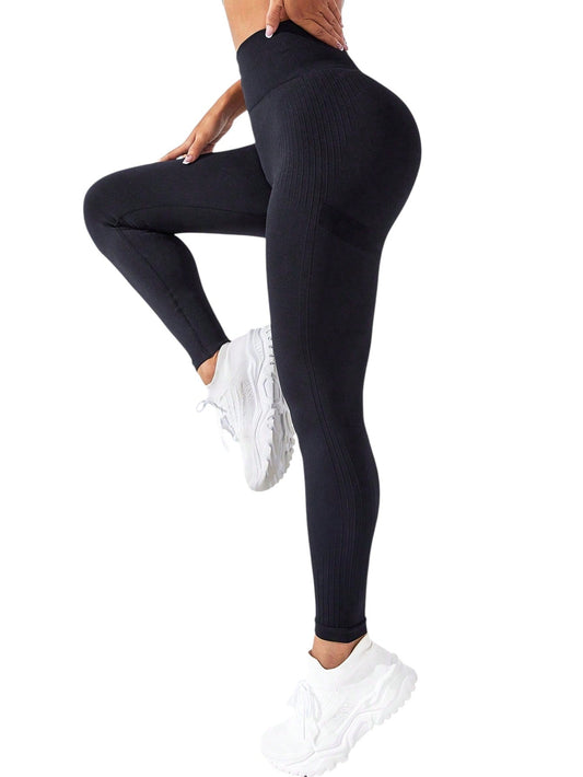 SHE fekete bordázott leggings