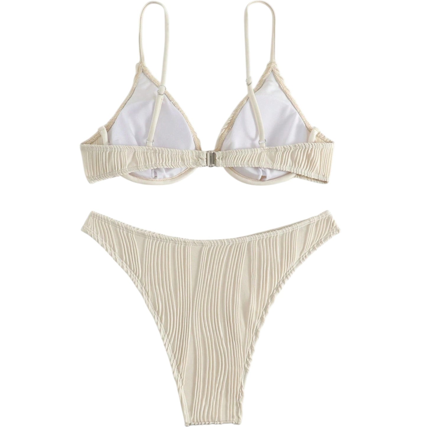 SHE ekrü texturált bikini szett
