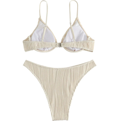 SHE ekrü texturált bikini szett