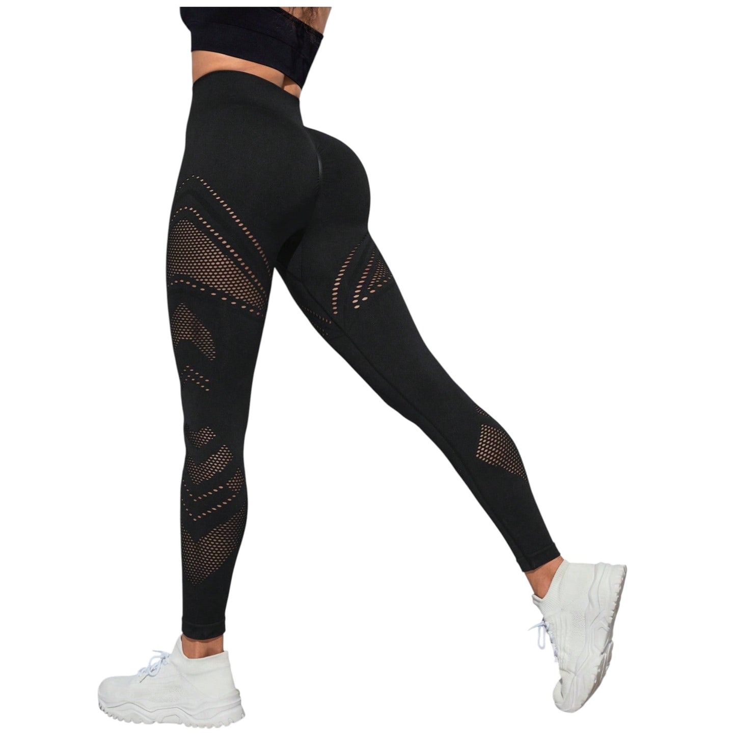 SHE fekete hálós betétes leggings