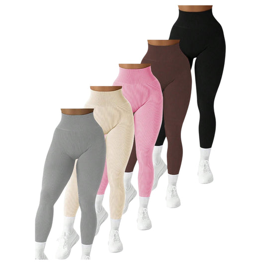 SHE bézs bordázott leggings