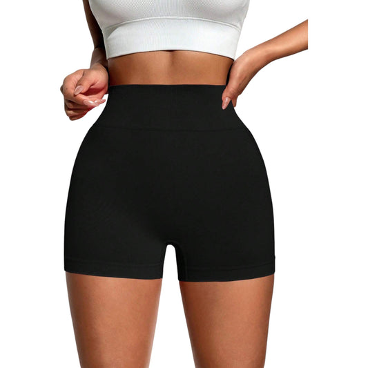 SHE fekete magas derekú spandex rövidnadrág