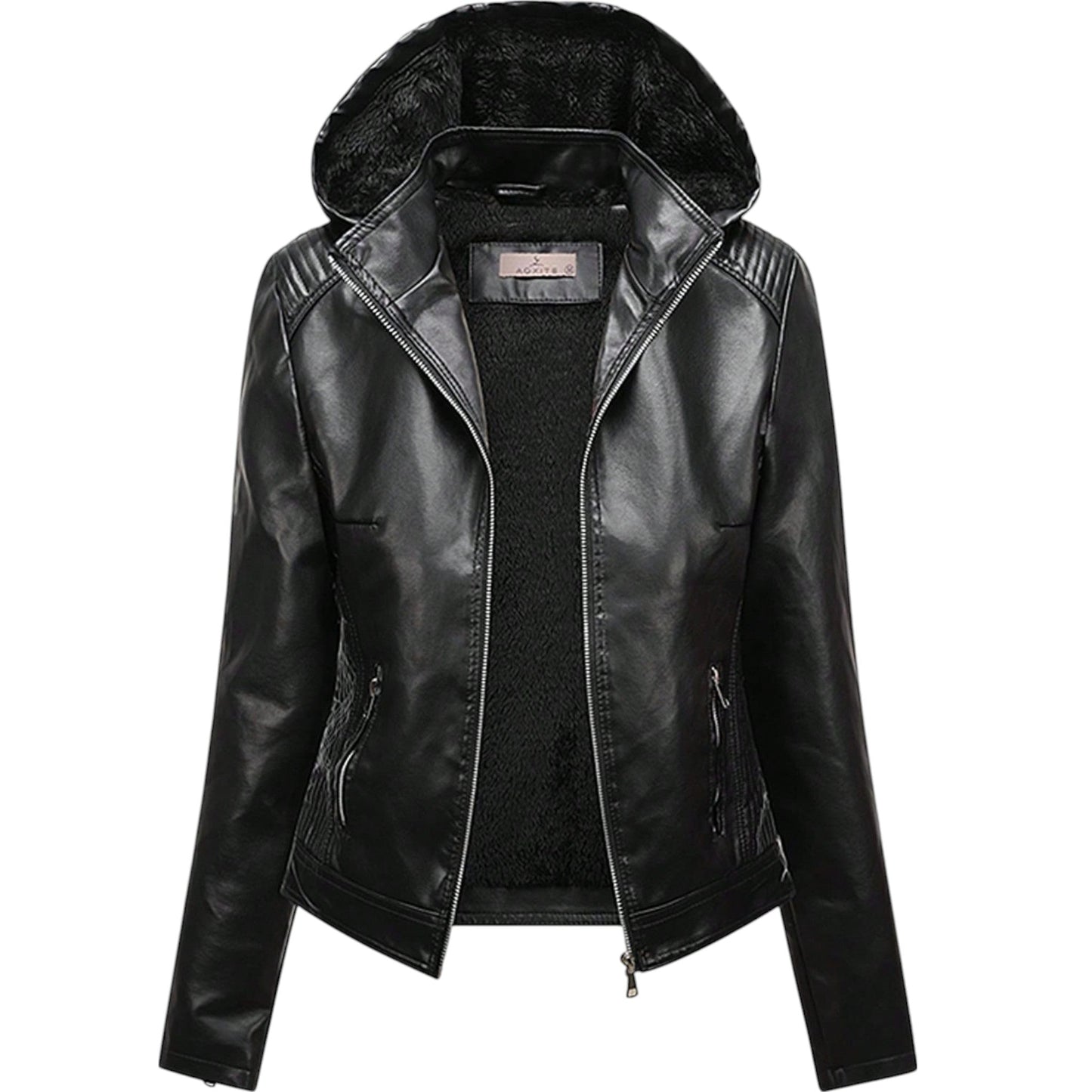 SHE fekete műbőr dzseki